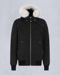 Moose Knuckles Black Contrast Plush-Trim Hooded Bomber Jacket