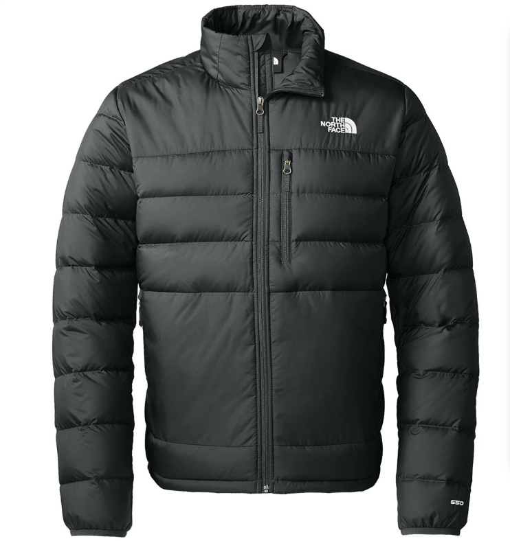 The North Face Black Stand Collar Puffer Jacket with Chest Pocket