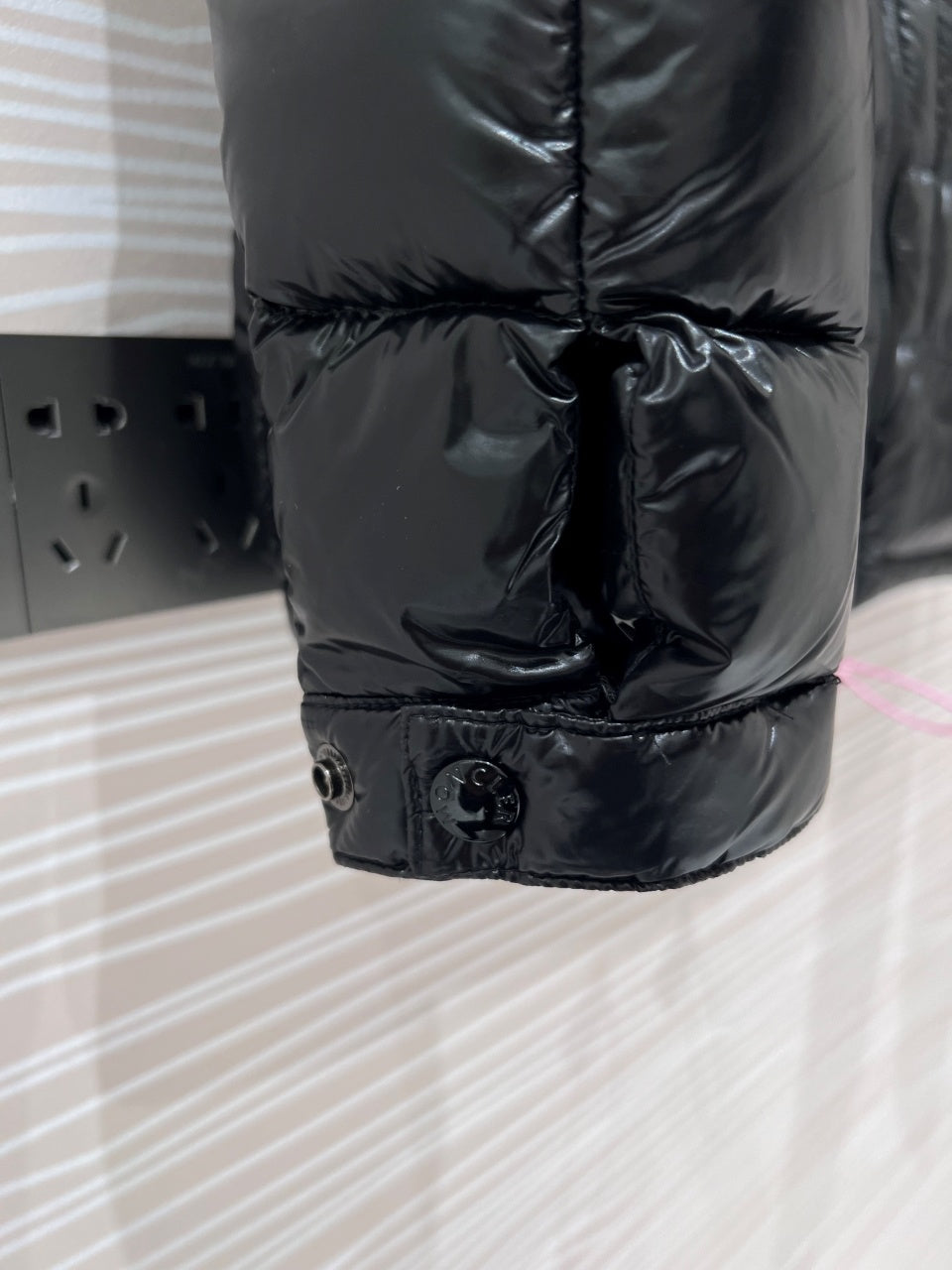 Moncler Glossy Black Stand Collar Quilted Puffer Jacket