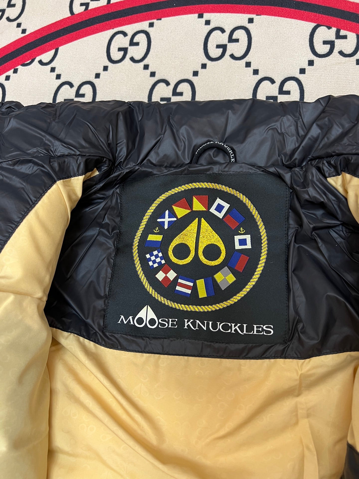 Moose Knuckles Black Stand Collar Quilted Puffer Jacket