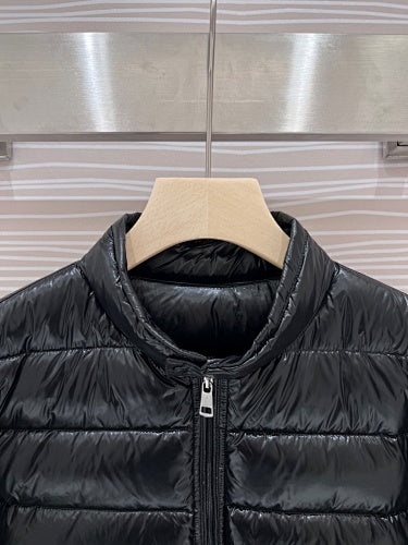 Moncler Glossy Black Stand Collar Quilted Puffer Jacket