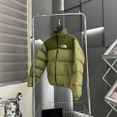 The North Face Olive Green Two-Tone Stand Collar Puffer Jacket