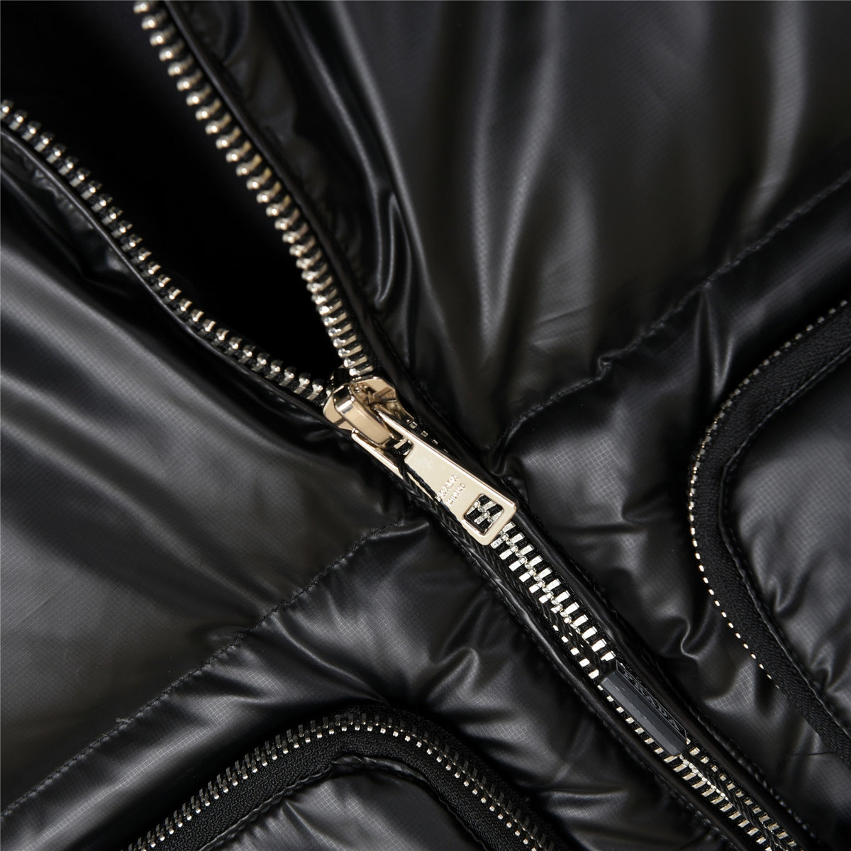 Prada Black Glossy Stand Collar Quilted Puffer Vest