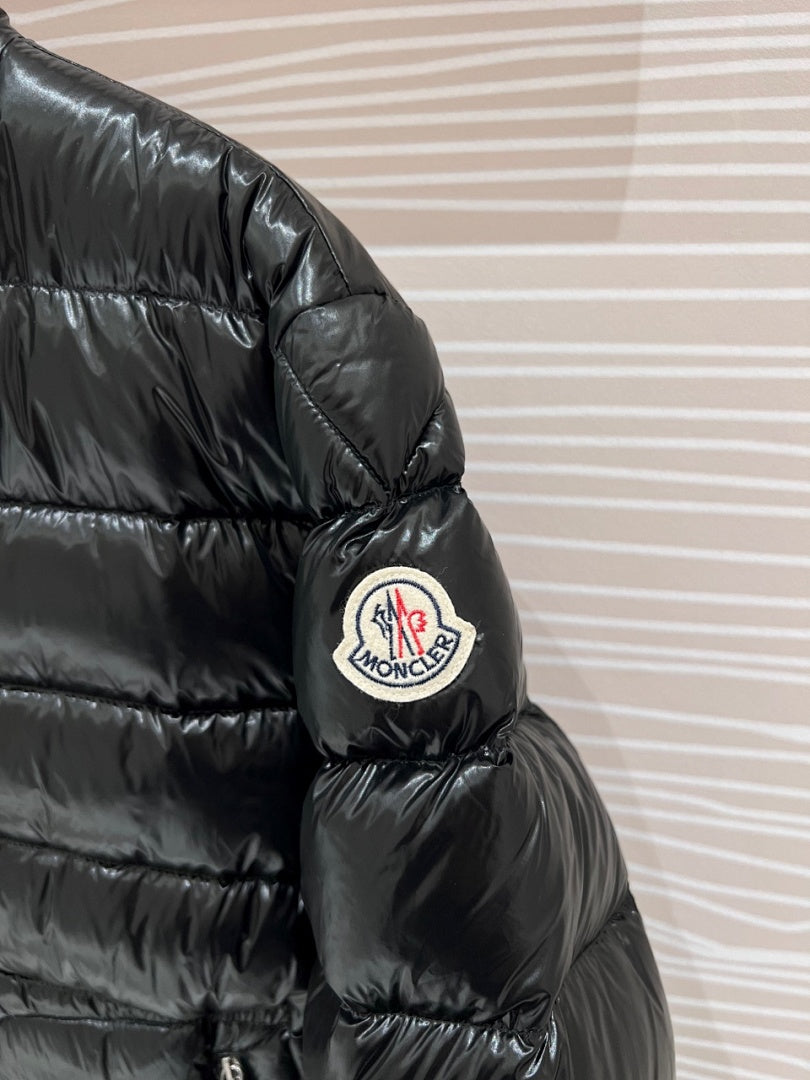 Moncler Glossy Black Stand Collar Quilted Puffer Jacket