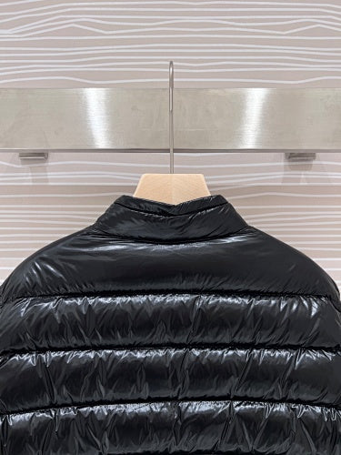 Moncler Glossy Black Stand Collar Quilted Puffer Jacket