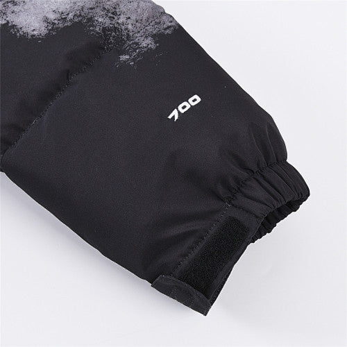 The North Face Black and White Cloud Print Stand Collar Puffer Jacket