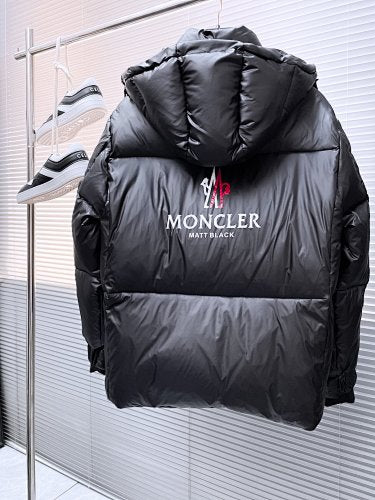 Moncler Black Logo-Back Hooded Quilted Puffer Jacket