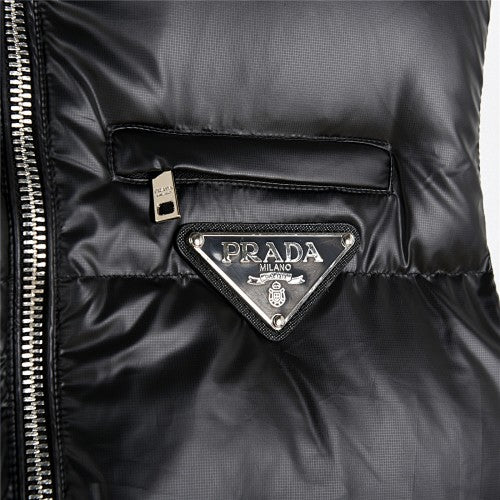 Prada Black Glossy Stand Collar Quilted Puffer Vest