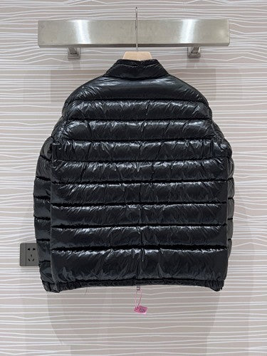 Moncler Glossy Black Stand Collar Quilted Puffer Jacket