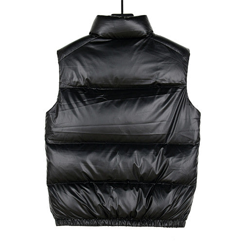 Prada Black Glossy Stand Collar Quilted Puffer Vest