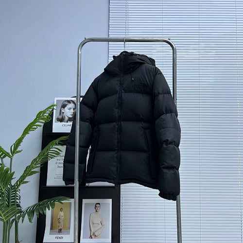 The North Face Black Tonal Logo Hooded Quilted Puffer Jacket
