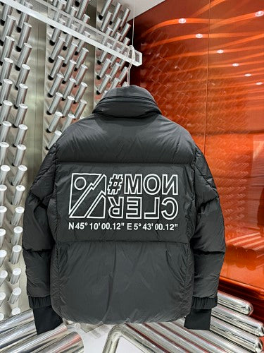 Moncler Charcoal Black Graphic-Back Stand Collar Puffer Jacket