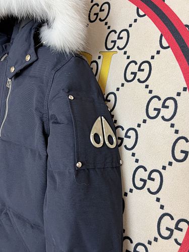 Moose Knuckles Navy Blue Plush-Trim Hooded Puffer Parka