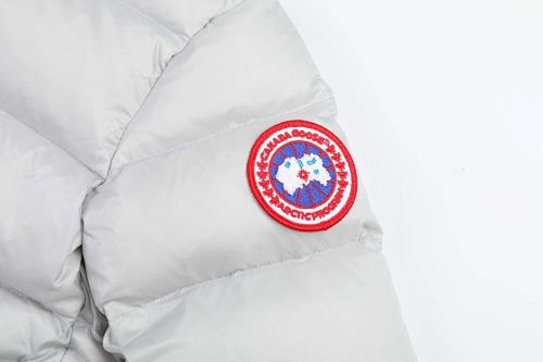 Canada Goose Silver White Stripe-Detail Hooded Puffer Jacket