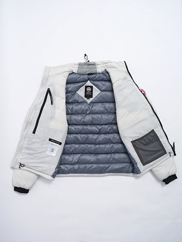 Canada Goose White Stand Collar Puffer Jacket with Chest Pocket