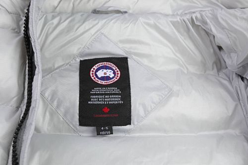 Canada Goose Silver White Stripe-Detail Hooded Puffer Jacket