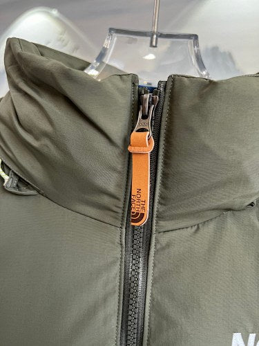 The North Face Blue and Olive Green Colorblock Puffer Jacket
