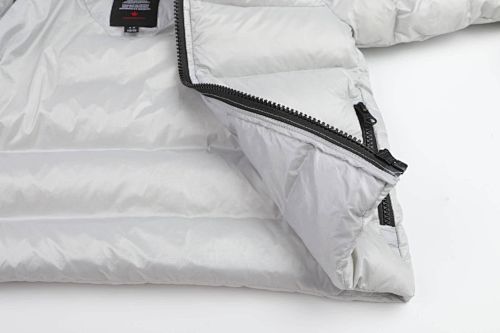 Canada Goose Silver White Stripe-Detail Hooded Puffer Jacket