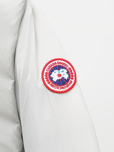 Canada Goose White Stand Collar Puffer Jacket with Chest Pocket