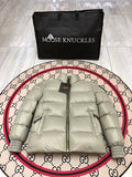 Moose Knuckles Sage Gray Stand Collar Quilted Puffer Jacket
