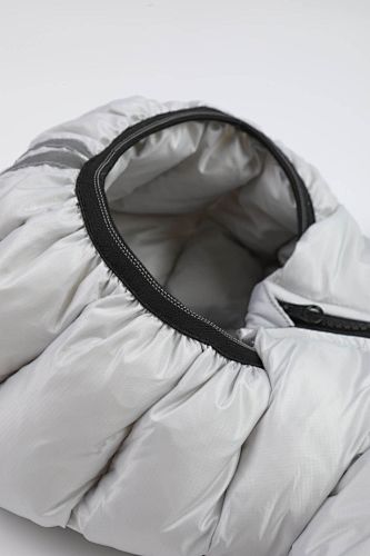 Canada Goose Silver White Stripe-Detail Hooded Puffer Jacket