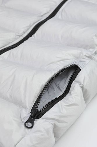 Canada Goose Silver White Stripe-Detail Hooded Puffer Jacket