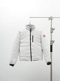 Canada Goose White Stand Collar Puffer Jacket with Chest Pocket