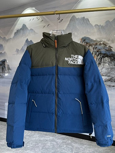 The North Face Blue and Olive Green Colorblock Puffer Jacket