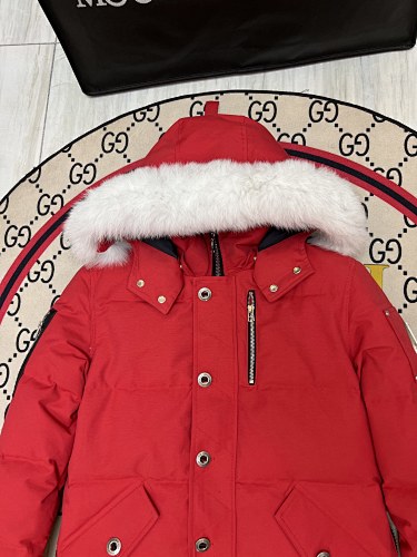 Moose Knuckles Red Plush-Trim Hooded Puffer Parka