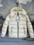 Moncler Glossy Ivory White Hooded Quilted Puffer Jacket