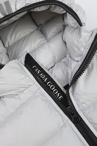 Canada Goose Silver White Stripe-Detail Hooded Puffer Jacket