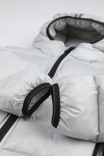 Canada Goose Silver White Stripe-Detail Hooded Puffer Jacket