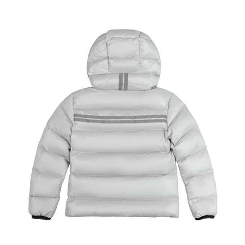 Canada Goose Silver White Stripe-Detail Hooded Puffer Jacket
