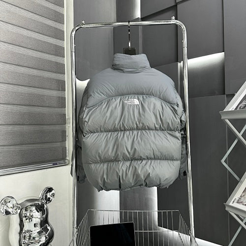 The North Face Silver Gray Stand Collar Quilted Puffer Jacket