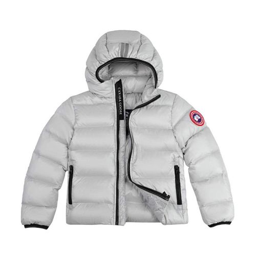 Canada Goose Silver White Stripe-Detail Hooded Puffer Jacket