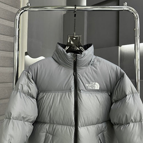 The North Face Silver Gray Stand Collar Quilted Puffer Jacket