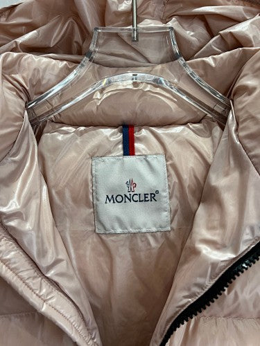 Moncler Glossy Rose Gold Hooded Quilted Puffer Jacket