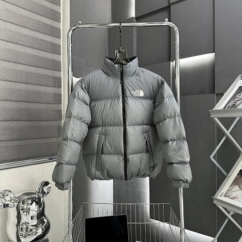 The North Face Silver Gray Stand Collar Quilted Puffer Jacket