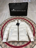 Moose Knuckles White Stand Collar Quilted Puffer Jacket