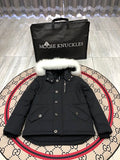 Moose Knuckles Black Plush-Trim Hooded Puffer Parka