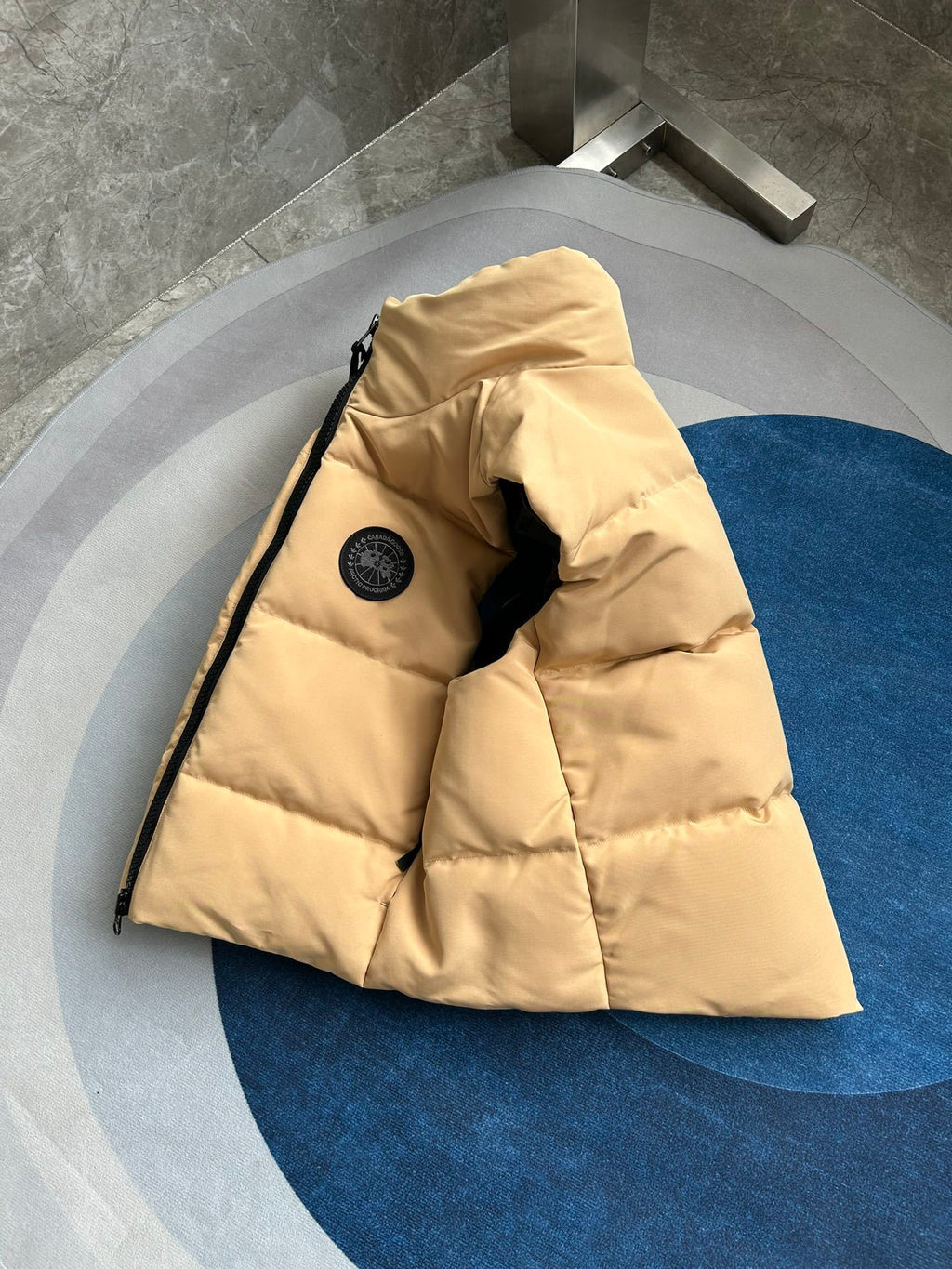Canada Goose Sand Beige Black Patch Quilted Puffer Vest