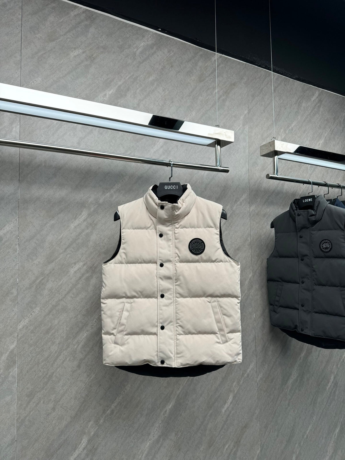 Canada Goose Ivory Quilted Stand Collar Puffer Vest