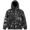 Moncler Glossy Black Spiderweb Quilted Hooded Puffer Jacket