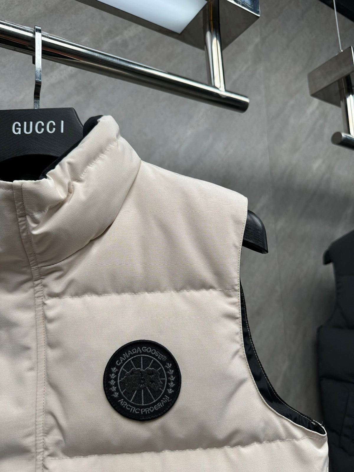 Canada Goose Ivory Quilted Stand Collar Puffer Vest