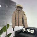 Moncler Taupe Beige Chevron-Quilt Hooded Puffer Jacket