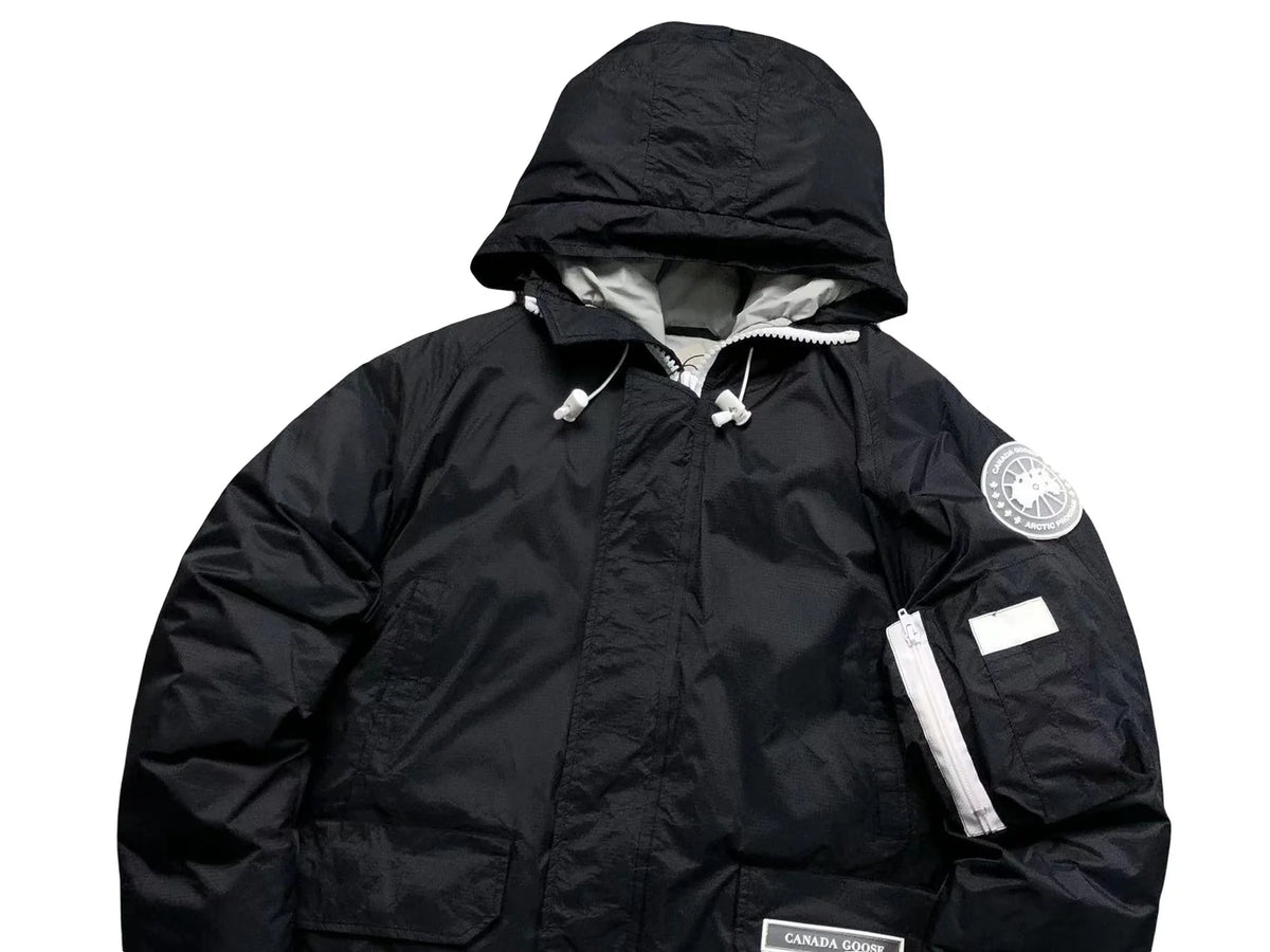 Canada Goose Black Contrast-Cuff Hooded Bomber Jacket