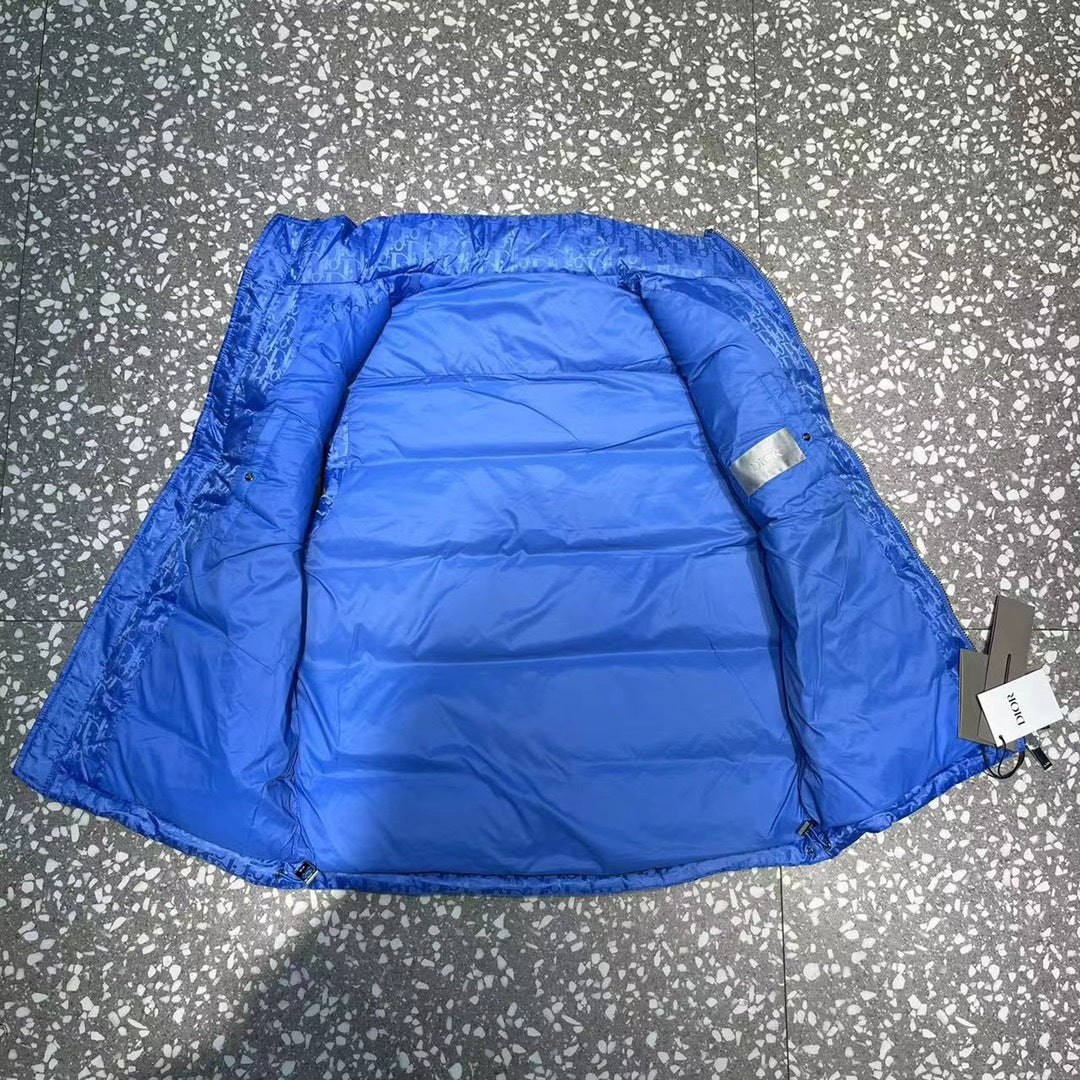 Dior Royal Blue Monogram Quilted Puffer Vest