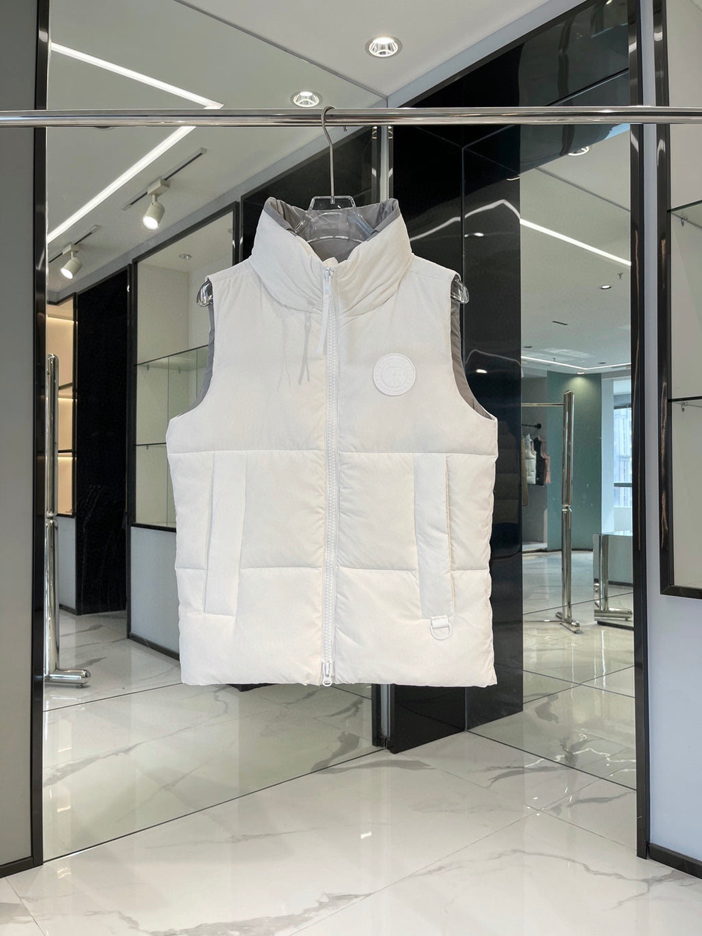 Canada Goose White Tonal Patch Stand Collar Puffer Vest