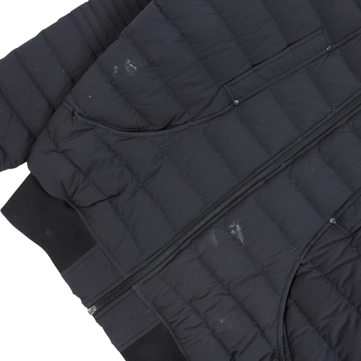 Moncler Charcoal Black Mixed-Quilt Zip-Up Bomber Jacket