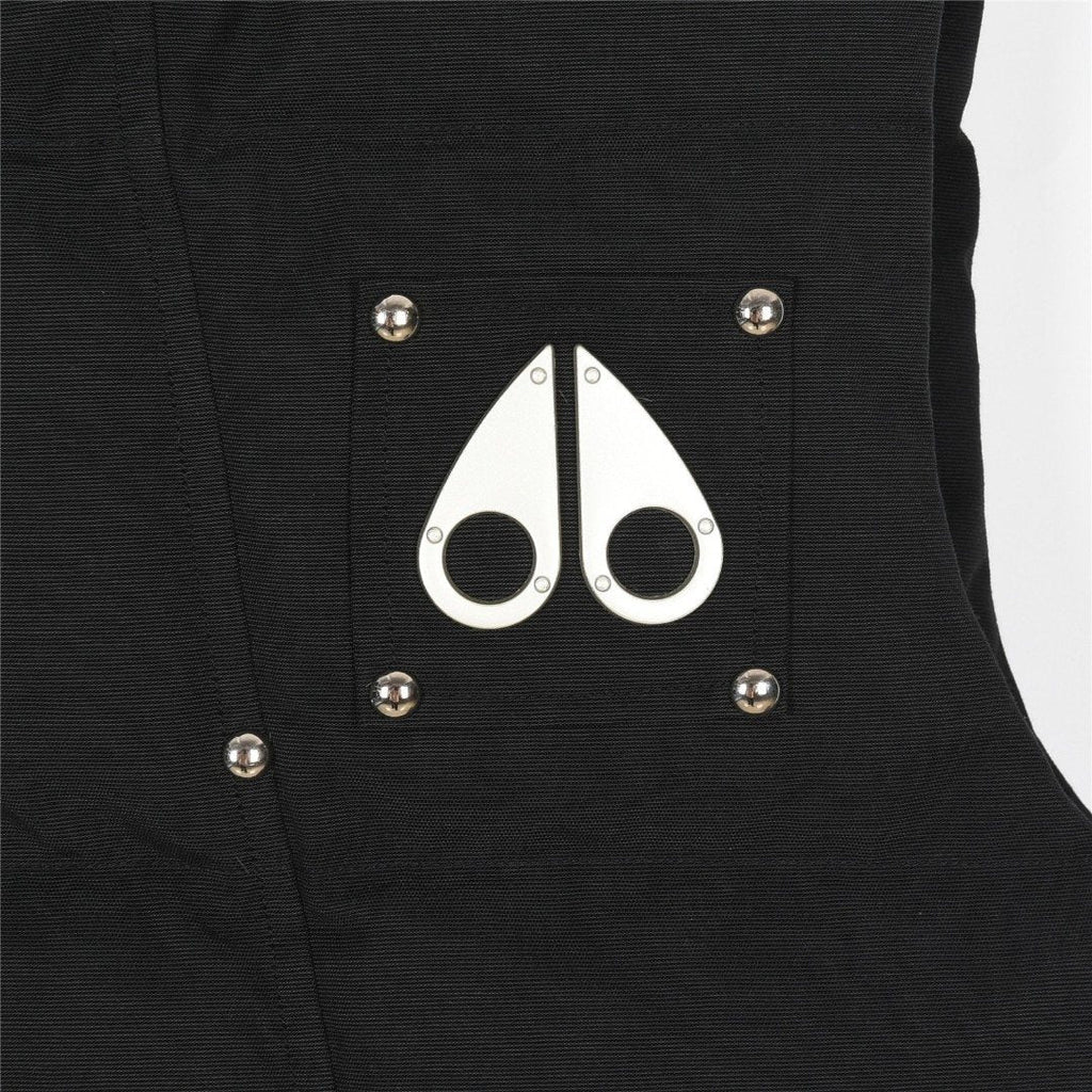 Moose Knuckles Black Studded Logo Stand Collar Puffer Vest